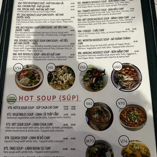 Vegan menu