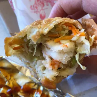 Lots of large, juicy shrimp in eggroll