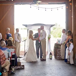 ceremony in Barn