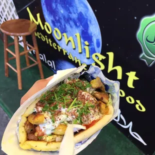 Chicken gyro with extra hot sauce