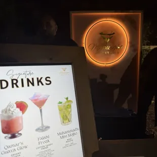 Custom drink names with menu display with background