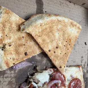 Bottom of the the perfectly crisp thin crust
