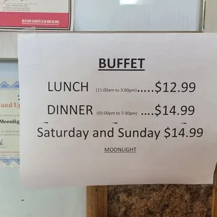 Buffet Prices as of July 20th, 2023