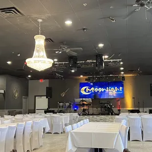 tables and chairs set up for a function