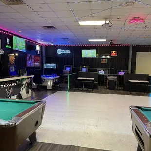 pool tables and televisions