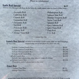 menu