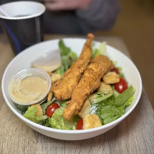 Caesar Salad with chicken tenders