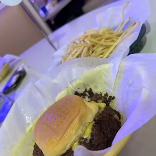 Classic Moonlit Double with shoestring fries