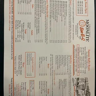 The menu