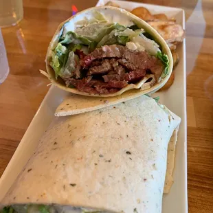 Greek brisket wrap at pub 33