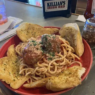 Homemade spaghetti and meatballs