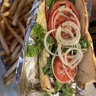Italian hoagie with fries