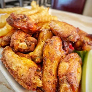 Chicken Wings and French Fries