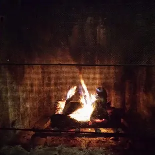 Amazing fire in our cabin.