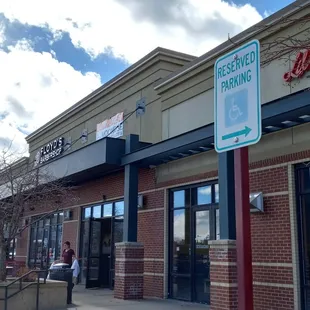 the entrance to the restaurant