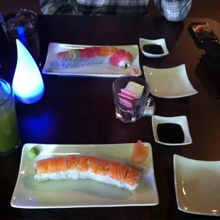 Rainbow and salmon rolls yumm
