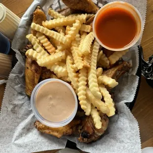 12 piece order of wings with fries