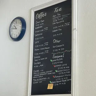 Menu as of April 2023