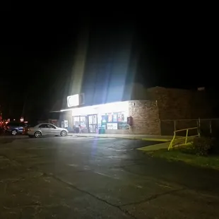 a parking lot at night