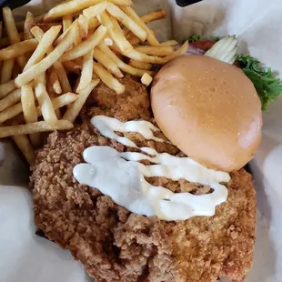 Pork schnitzel sandwich