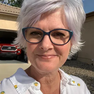 Growing out a pixie is hard but her haircuts grow out so well!