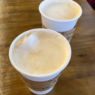 Cappuccino ($4) and cappuccino with oat milk ($4.75)