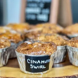 muffins on a wooden board