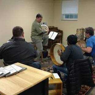 John McBride giving a workshop on the Irish Bodhran Drum.