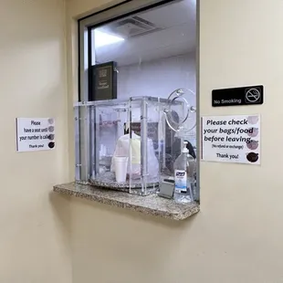 Pick up window in the seating area