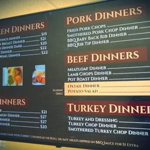 a menu for a restaurant