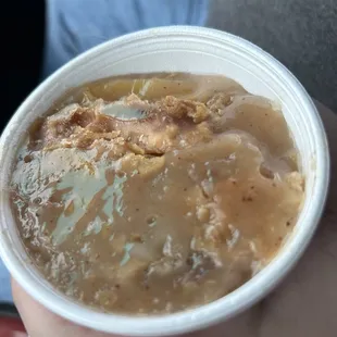 Peach cobbler before we dug in