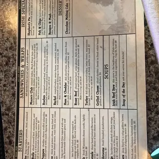 menu