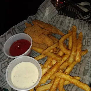 Chicken strips with fries