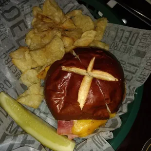Ham and cheddar sandwich