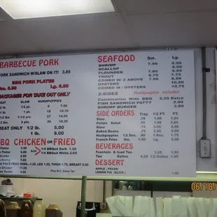 The large wall-mounted menu