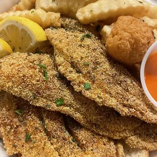 Fried Catfish w/ Hush Puppies and Fries