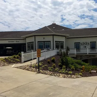 pro shop and half-way to the left, fine dining all the way to the right.