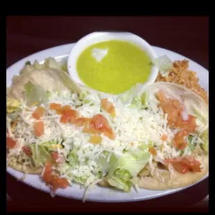 Fish tacos available in tuna or mahi mahi. Gluten free option