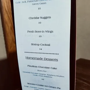 menu