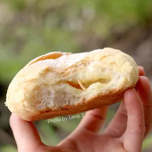Inside of Cream Melon ($2.45) - melon Pan with vanilla cream filling. Really good, top cookie crust was light and flaky