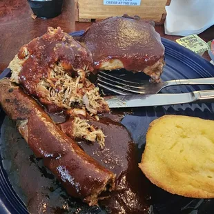 Sausage link, smoked chicken and ribs