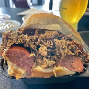 2 meat combo with brisket and polish sausage