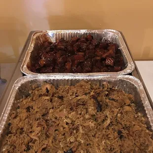 Pulled pork and burnt ends