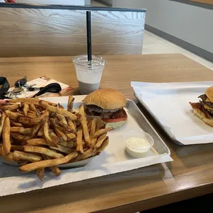 Oreo shake and Cheddar Bacon Burger