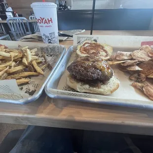 Burger, fries, chips, Coke 4/6/22