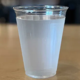 Water (water was clear but cup was frosty from the cold)