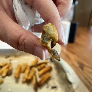 Gray, dry French fry