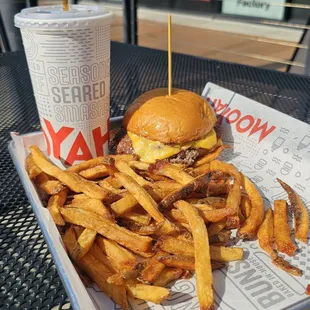 Cheddar bacon bbq burger combo $16.48