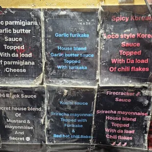 Description of the sauces