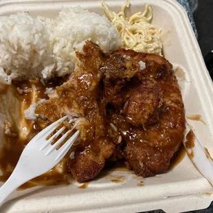 Pork chops and brown gravy!